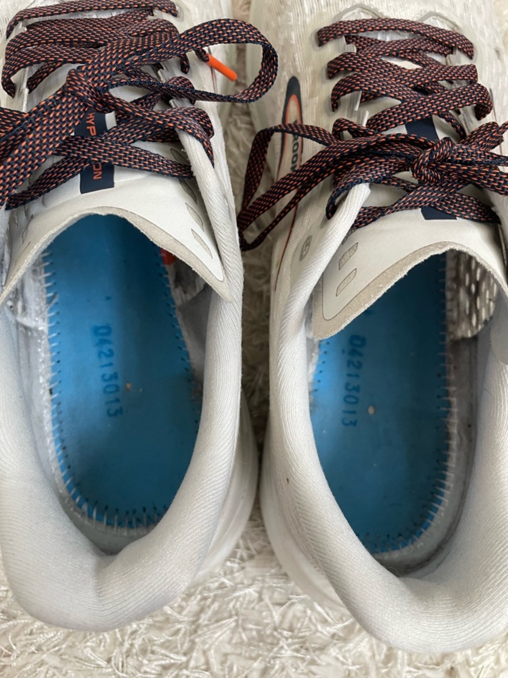 Brooks Men's Hyperion Running Shoes Oyster Mushroom White with Orange Accents - Picture 8 of 12